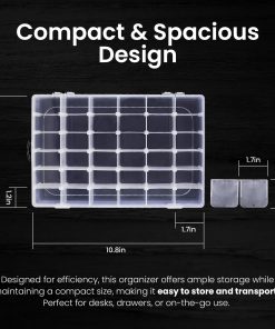 Alternative view of Budreu 4pack 36 Grids Plastic Clear Organizer Box Bead Storage Containers with Adjustable Dividers for Craft Jewelry Fishing Tackles Parts Storage with 4 Sheets Label Stickers