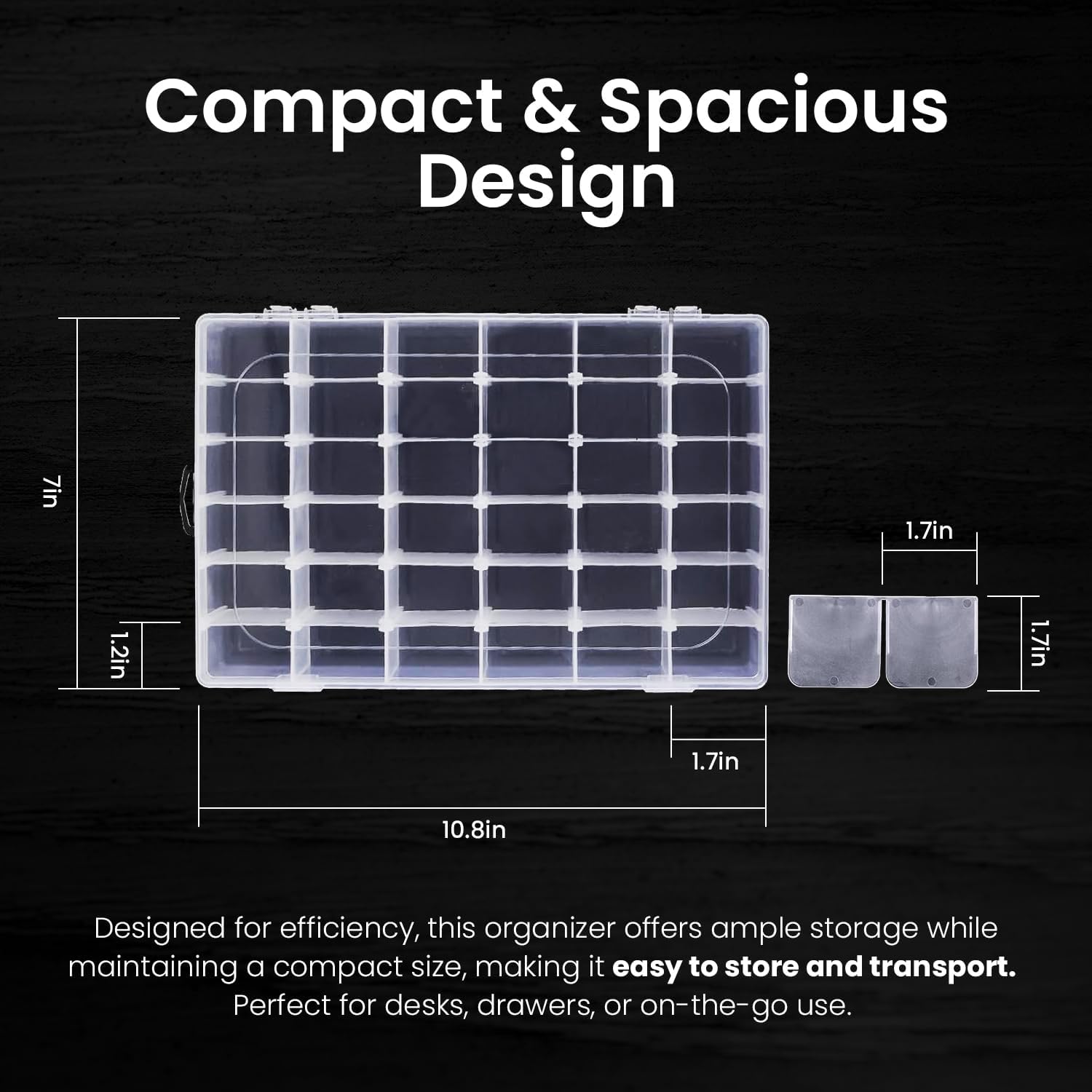 Budreu 4pack 36 Grids Plastic Clear Organizer Box Bead Storage Containers with Adjustable Dividers for Craft Jewelry Fishing Tackles Parts Storage with 4 Sheets Label Stickers - Image 2