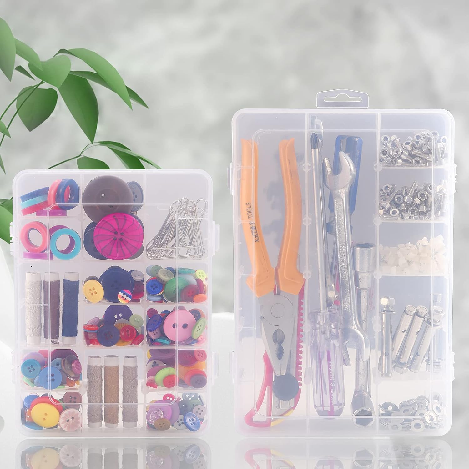 Exptolii 18 Grids Plastic Organizer Box with Dividers. Clear Compartment Container Storage for Beads Crafts Jewelry Fishing Tackles. Size 7.9 x 6.2 x 1.2 in - Image 8