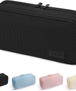 SUNEE Pencil Case. Large Capacity Pencil Pouch. Extra Big Pencil Bag with 6 Compartments. Durable Oxford Pencil Box for Office Stationery Organizer. Back to School Supplies for Teen Boys Girls. Black
