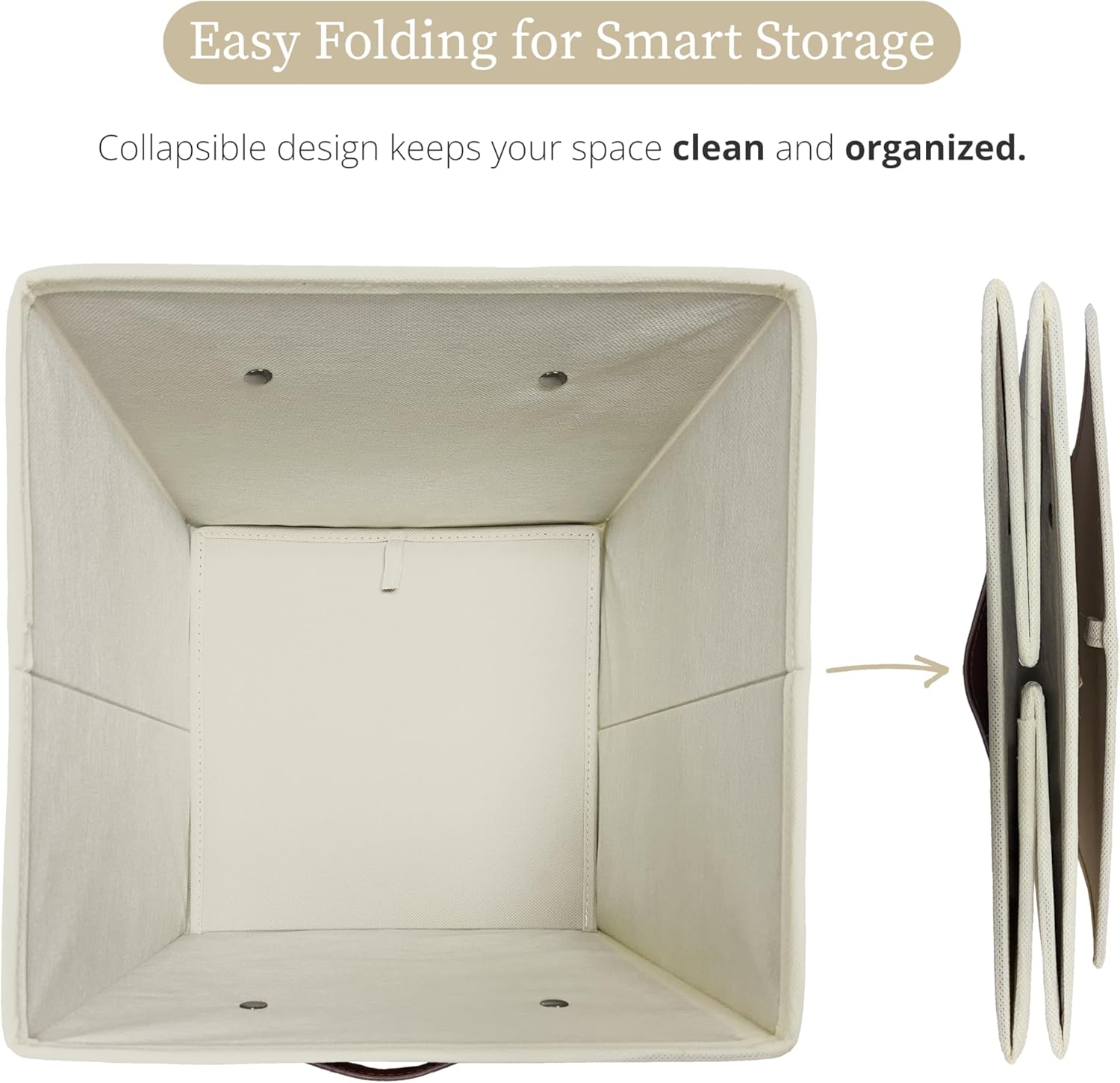 DECOMOMO Storage Bins. Cube Storage Bin with Labels. Fabric Storage Cubes for Shelves (10.5 x 11 / 6pcs. Beige) - Image 5